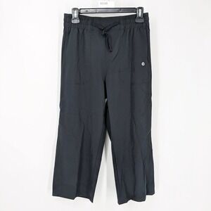 Baleaf UPF 50+ Drawstring Wide Leg High Rise Yoga Pants Black Women's Size Small